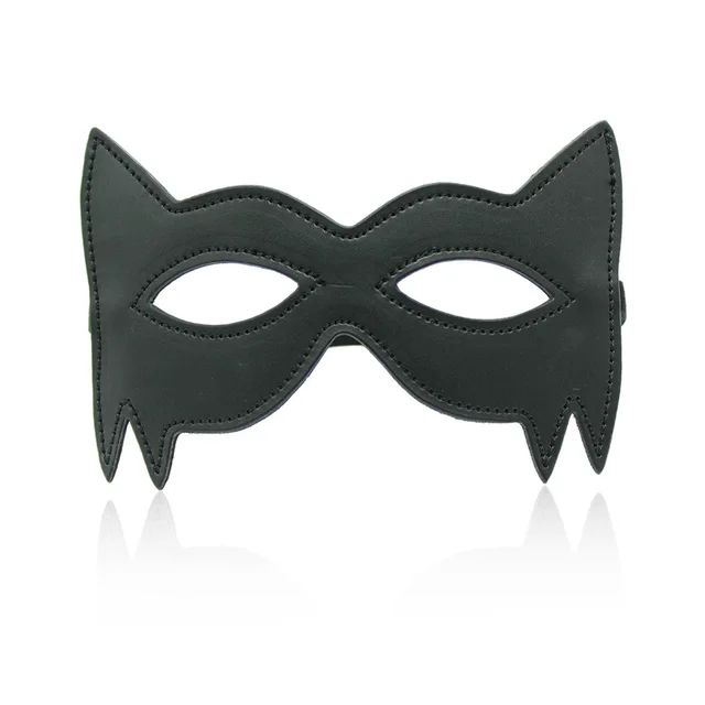Black Cat's Eye Performance Leather Eye Mask Toothed Cat Face Black - Shop at LoveMi