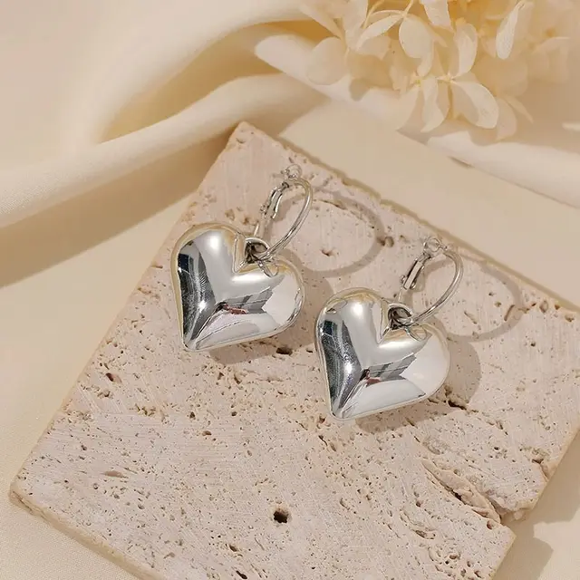 Simplicity And Exaggeration Personality Geometry Round Bracelet Love Heart Necklace Suit E3226 Silver - Shop at LoveMi