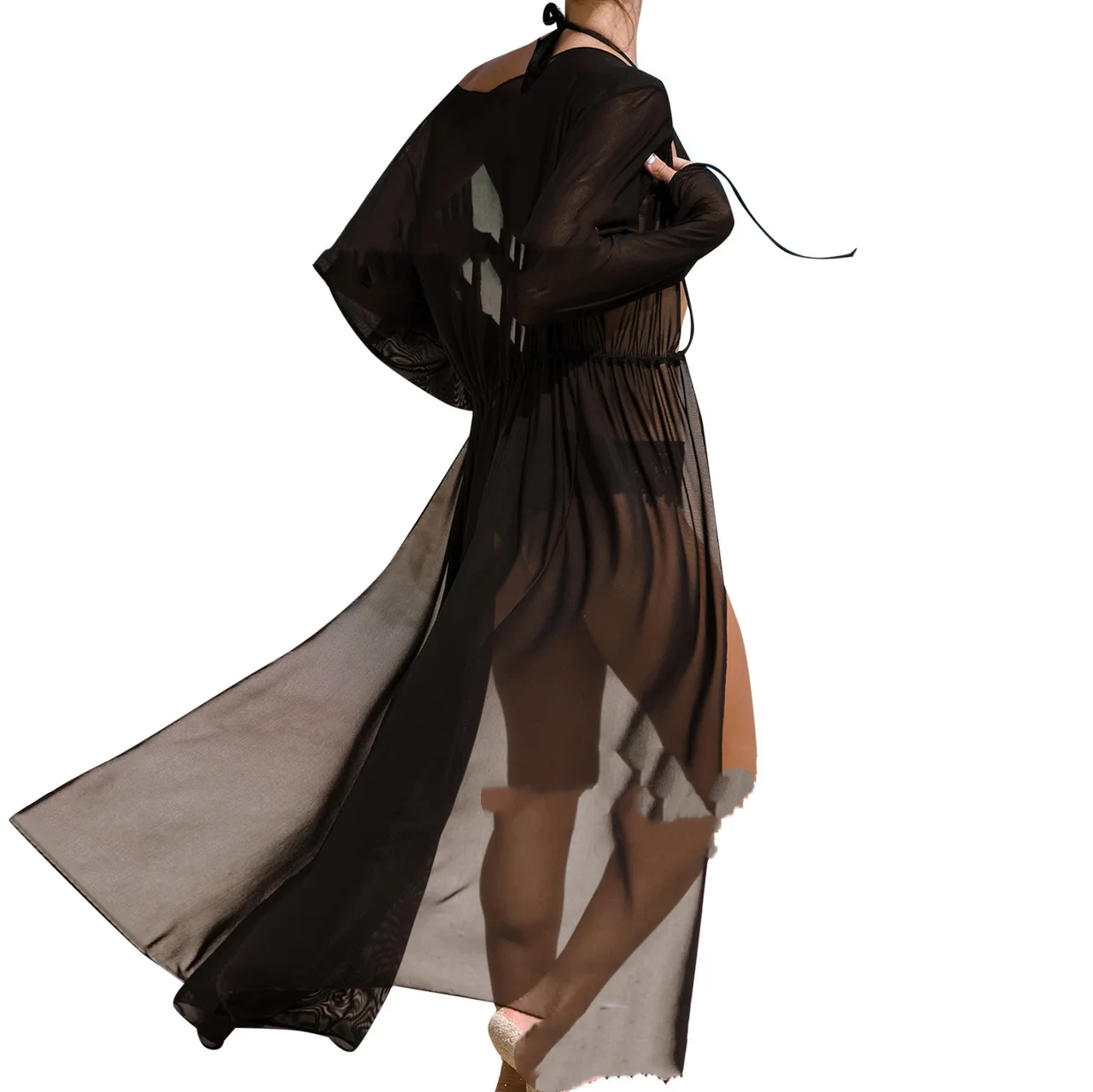 Outerwear Mid-length Thin Long-sleeve Sun Protection Shirt Top - Black