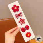 Portable Home Cartoon Creative Mini Dog Hairpin - Red 5Pcs