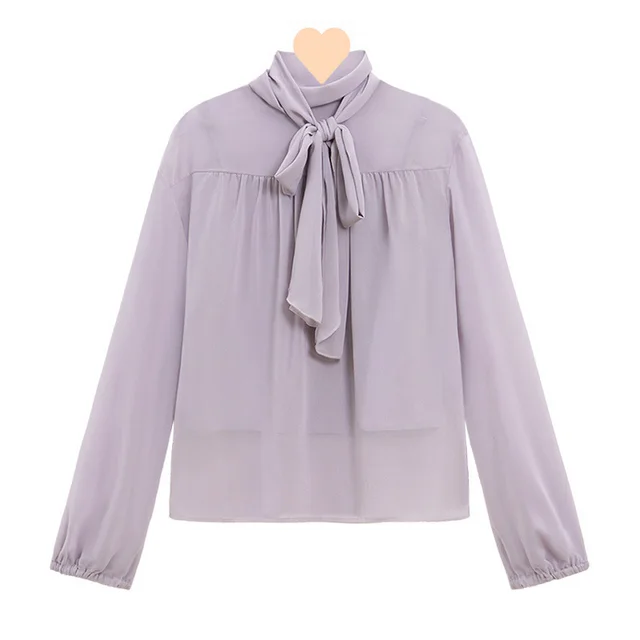 French Style Temperament Bow Long Sleeve Shirt High Waist Slimming Skirt Purple Shirt Suspenders - Shop at LoveMi