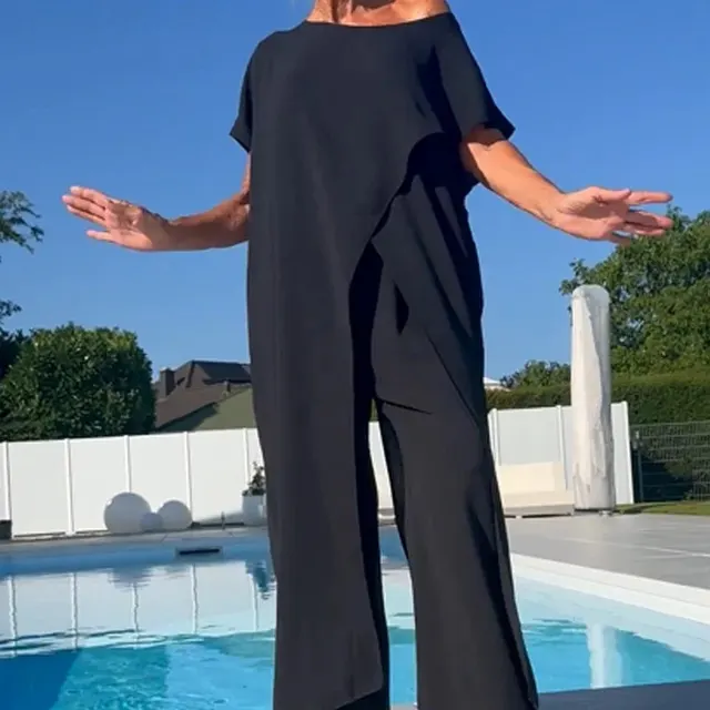 Ladies Fashion Casual Irregular Solid Color Suit Black - Shop at LoveMi