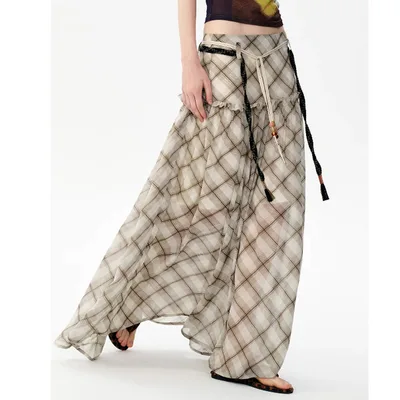 Irregular Midi Dress A Line Skirt Get Calico Waistband Free Tartan Skirt - Shop at LoveMi