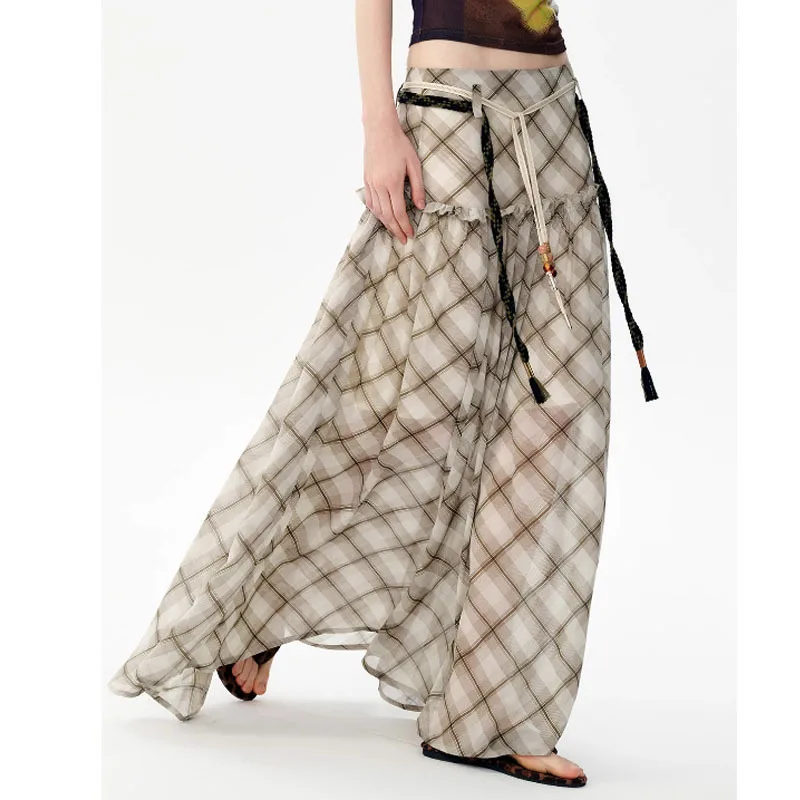 Irregular Midi Dress A- Line Skirt Get Calico Waistband Free - Tartan Skirt - View 1