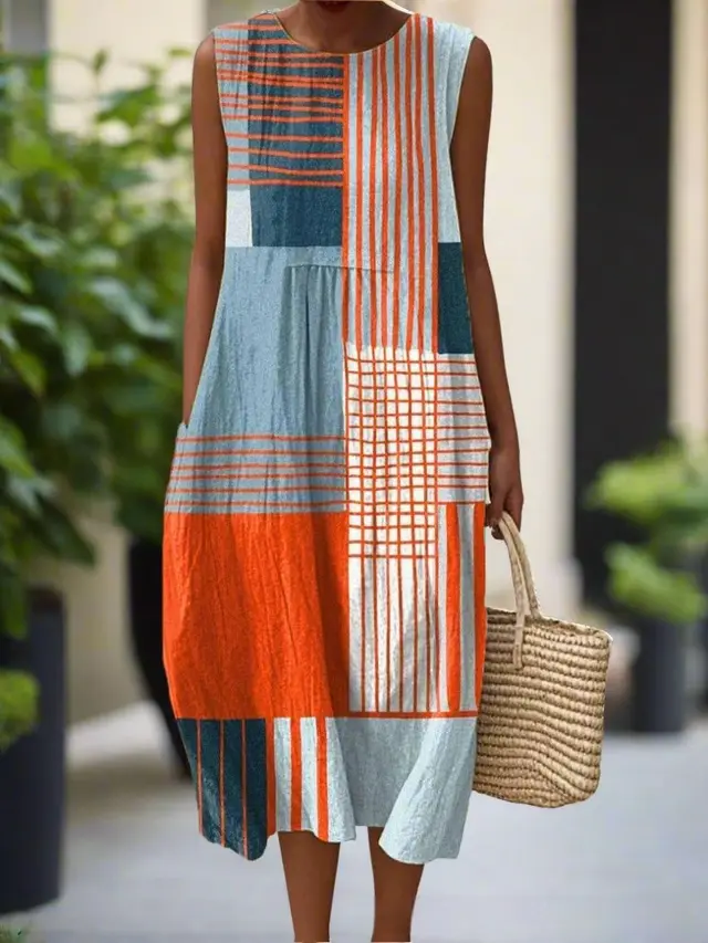 3D Digital Printing Pattern Sleeveless Round neck Long sleeved Dress 57 Model E615 - Shop at LoveMi