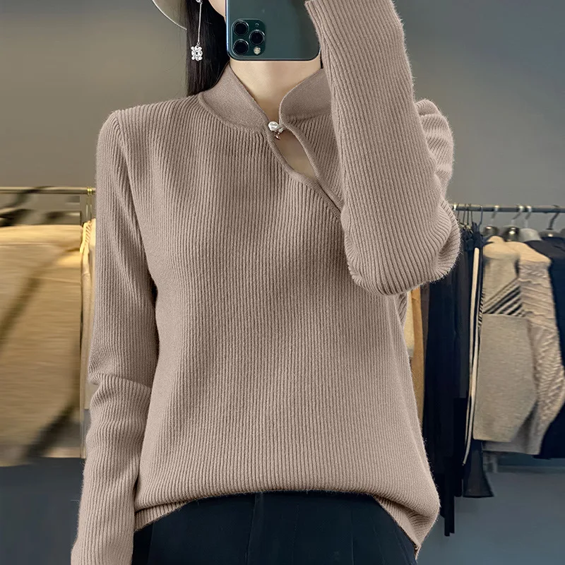 Half Turtleneck New Buckle Sweater Women's Sweater Original Camel - Shop at LoveMi