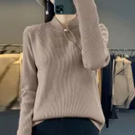 Half Turtleneck New Buckle Sweater Women's Sweater - Original Camel