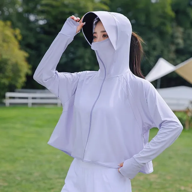 Summer Outdoor Breathable Hood Sun Shade Cover Sun protective Clothing Light Purple Vinyl - Shop at LoveMi