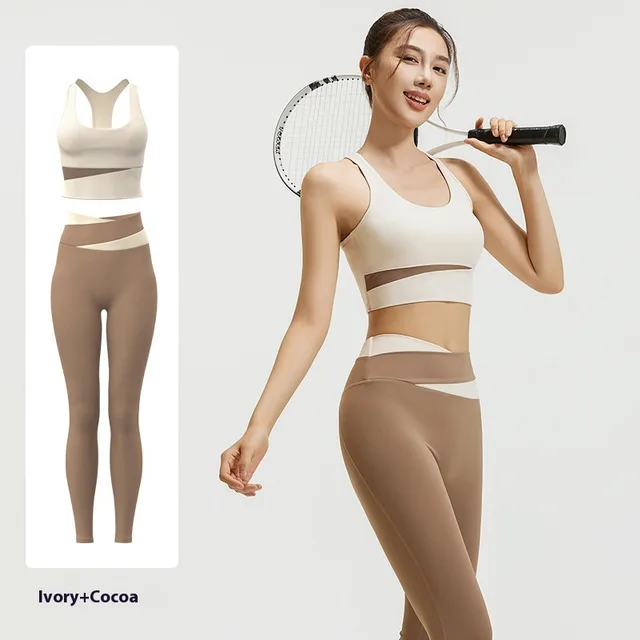 High Waist Belly Contracting Yoga Clothes Shockproof Yoga Fitness Yoga Wear Suit Ivory White Suit - Shop at LoveMi