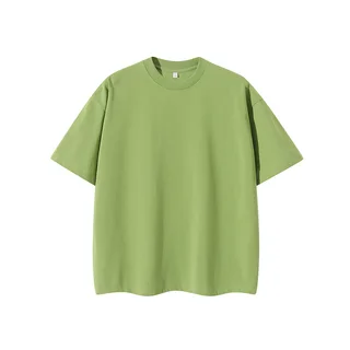Double Yarn Short Sleeve Sweat-absorbing Cotton T-shirt Top - Green