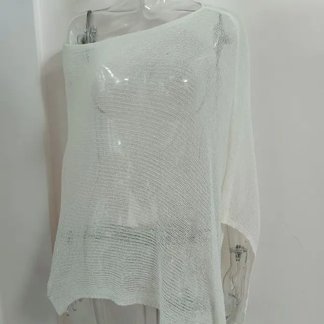 Irregular Cape And Shawl Sun Protection Shirt Women's Season Knitwear Top Rice Apricot - Shop at LoveMi