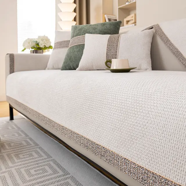 Modern Light Luxury Chenille Non slip Simple Sofa Slipcover White - Shop at LoveMi