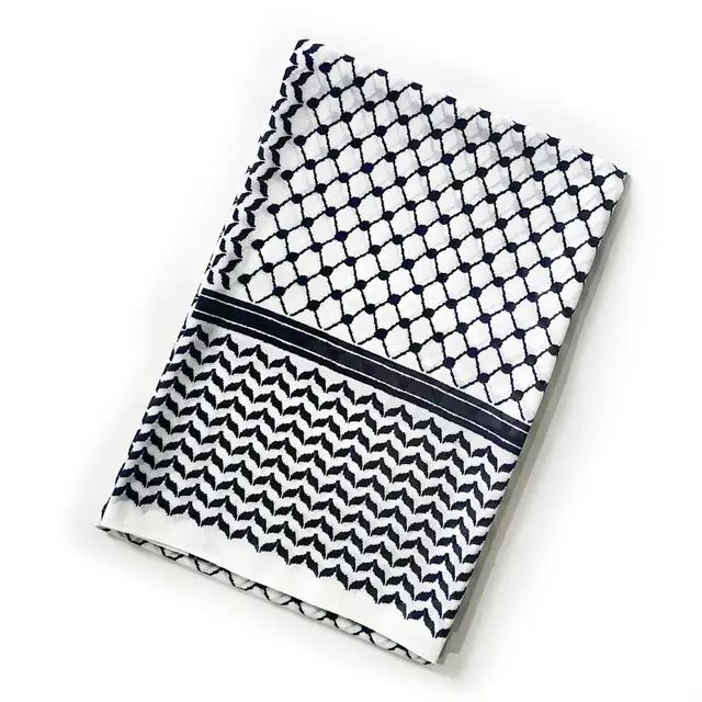 Arabic Chiffon Printed Plaid Scarf Blackwhite - Shop at LoveMi