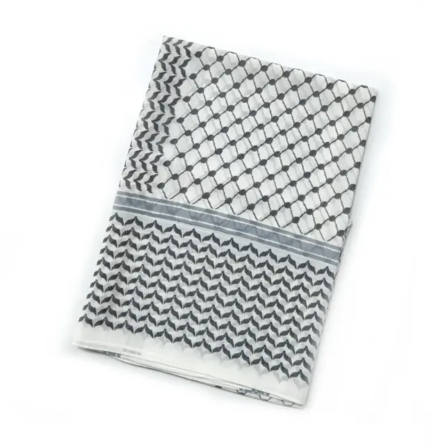 Arabic Chiffon Printed Plaid Scarf Grey - Shop at LoveMi