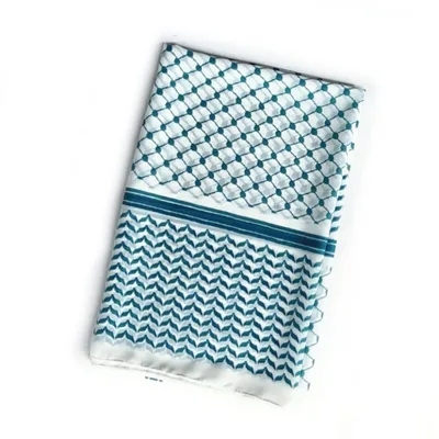 Arabic Chiffon Printed Plaid Scarf Turquoise - Shop at LoveMi