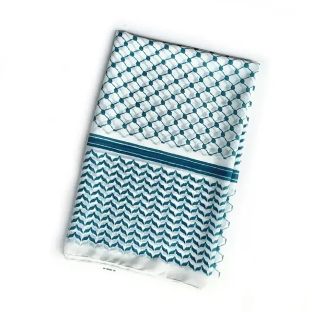 Arabic Chiffon Printed Plaid Scarf Turquoise - Shop at LoveMi