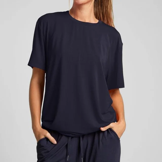 Women's Plus Size Loose Casual Summer Short sleeved Home Wear Suit Navy Blue - Shop at LoveMi