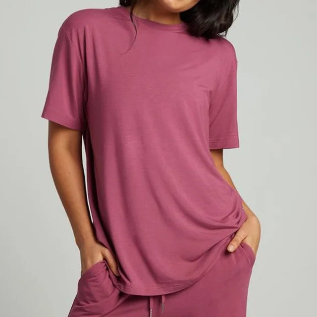Women's Plus Size Loose Casual Summer Short sleeved Home Wear Suit Raspberry Red - Shop at LoveMi