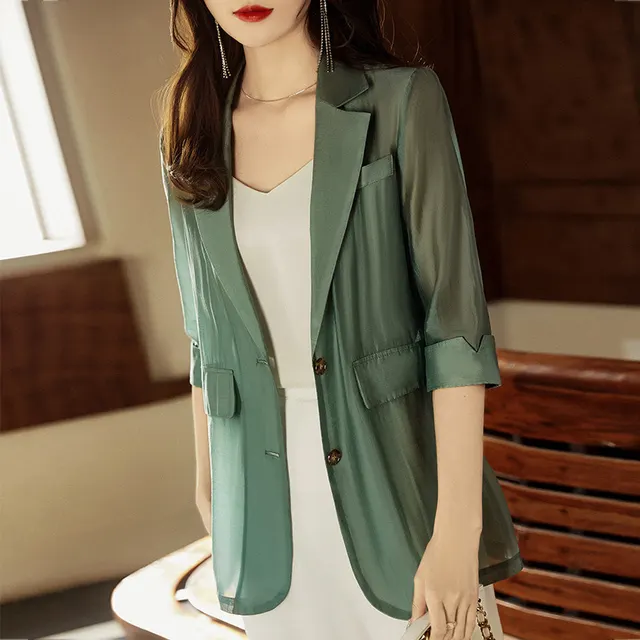 Summer Small Casual Sun proof High grade Suit Top Green - Shop at LoveMi