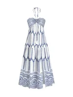 Split Sexy Printed Lace-up Tube Top Dress - White