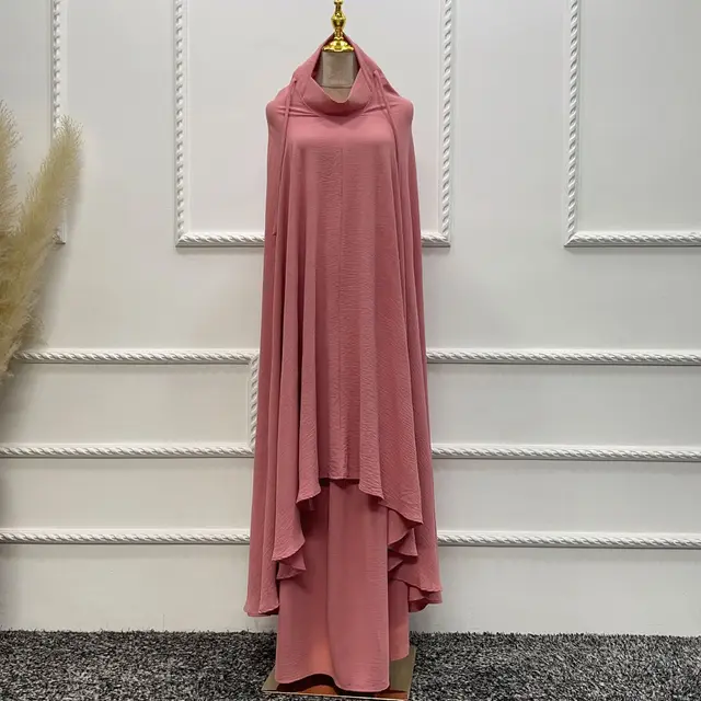 Women's Solid Color Wide Hem Robe Dress Two piece Set Pink - Shop at LoveMi