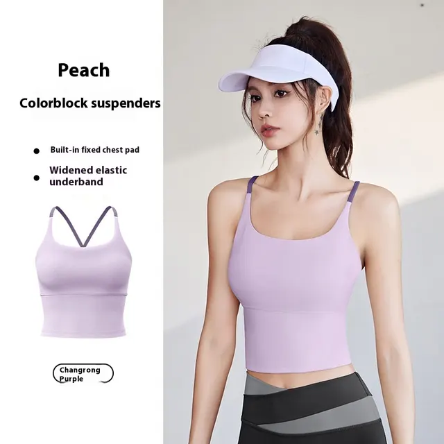 Summer With Chest Pad Yoga Bra Fitness Vest Top Sling Prosperous Purple - Shop at LoveMi