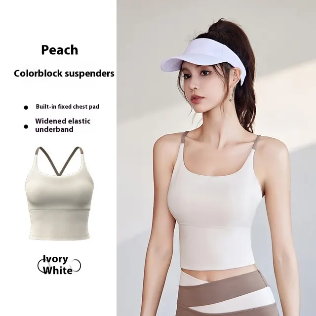 Summer With Chest Pad Yoga Bra Fitness Vest Top Sling White - Shop at LoveMi