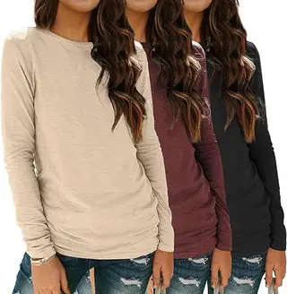 3-piece Long Sleeve Shirt Loose Autumn Top Suit - Black Wine Red Apricot