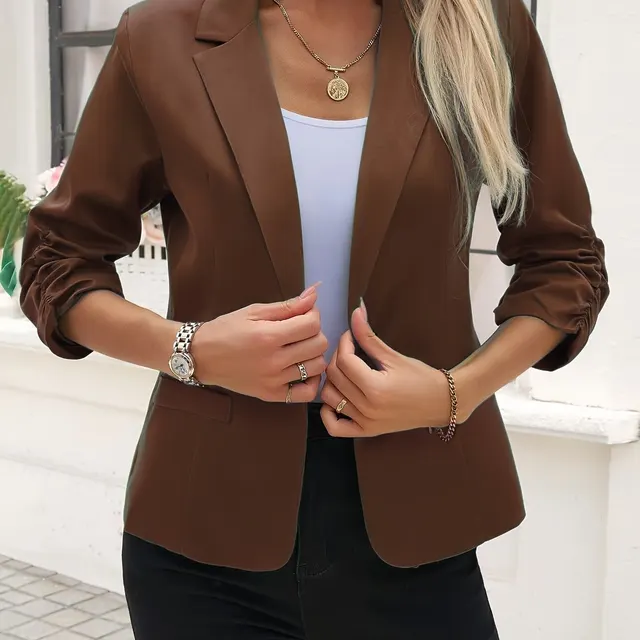 Women's Business Suit Jacket 34 Sleeve Business Casual Jacket Coffee - Shop at LoveMi
