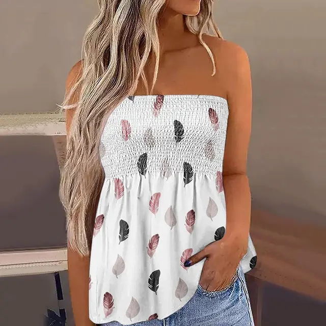 Sexy Fashion Off the shoulder Short Tube Top For Women White Small Feather - Shop at LoveMi