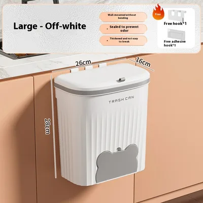 Wall mounted Household Toilet Kitchen Waste Storage Bucket With Lid Large Gray White - Shop at LoveMi