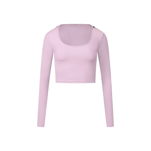 Long Sleeve Nude Feel Fabric Sports Top Pink - Shop at LoveMi
