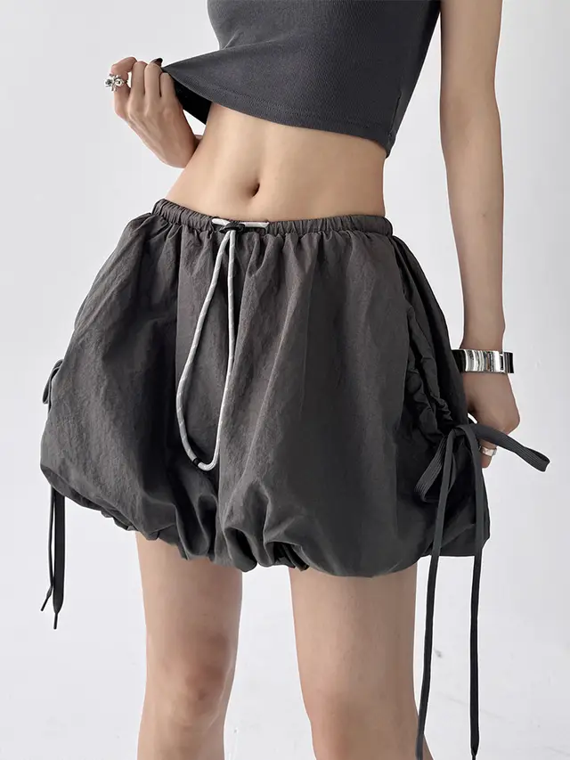 Elastic Waist Bud Skirt Women's Fashion All matching Gray - Shop at LoveMi