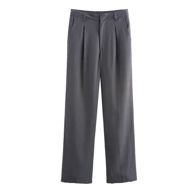 Double Pocket Coat Top Pants Suit Women Gray Trousers - Shop at LoveMi