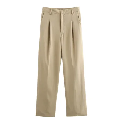 Double Pocket Coat Top Pants Suit Women Khaki Pants - Shop at LoveMi