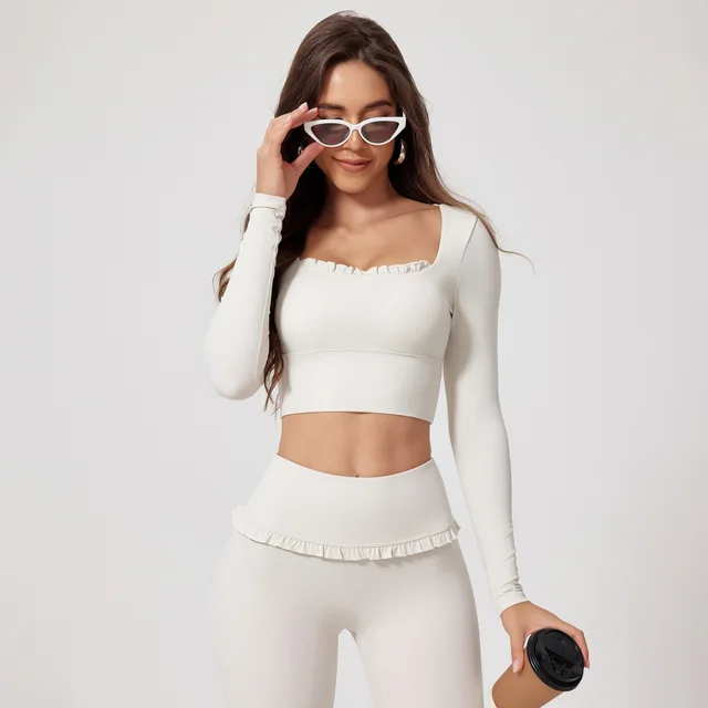 Inch Shadow European And American Quick drying Fitness Sports Long sleeved Top White - Shop at LoveMi
