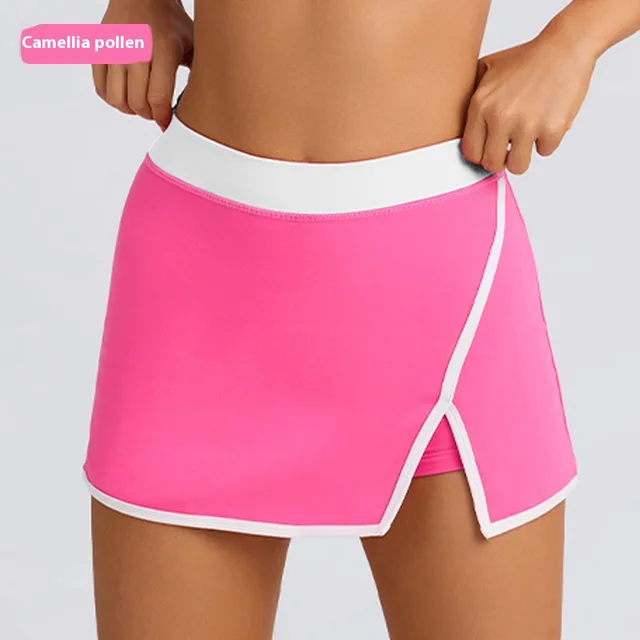 Yoga Underwear Sports And Fitness Running Outdoor Bra And Skirt - Short Skirt Camellia Pink