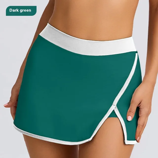 Yoga Underwear Sports And Fitness Running Outdoor Bra And Skirt Short Skirt Dark Green - Shop at LoveMi