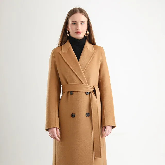 Women's Mid length Woolen Wool Overcoat Coat Camel - Shop at LoveMi