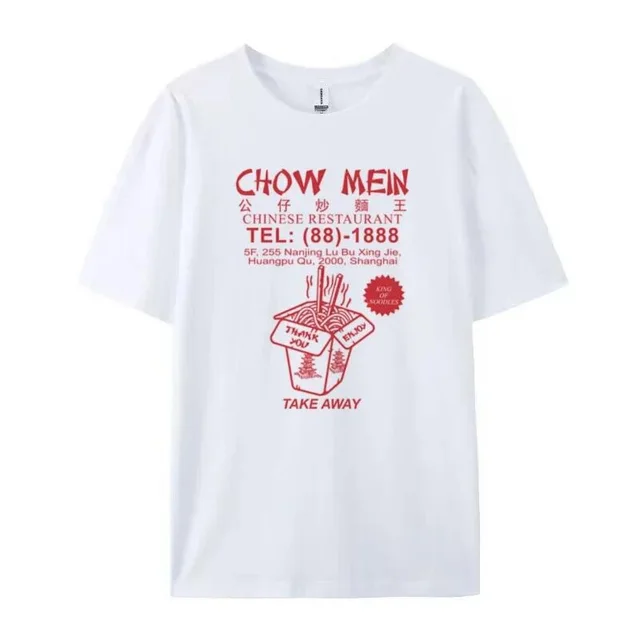 Fried Noodles Cute T shirt Women's Vintage Stripe White - Shop at LoveMi