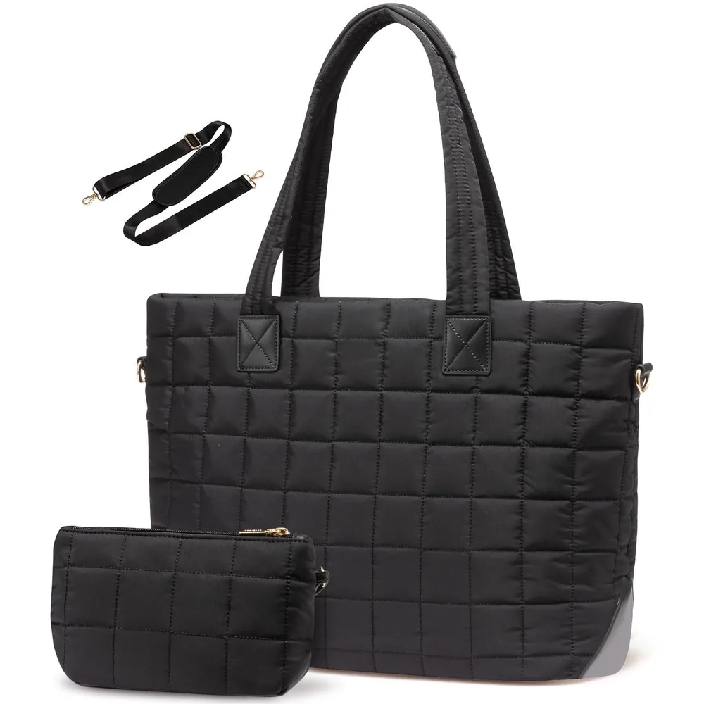 Large Capacity Tote Trendy Rhombus Shoulder Bag Black - Shop at LoveMi