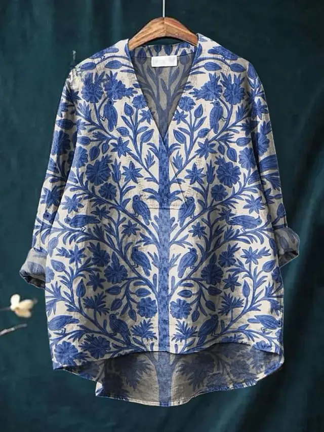Fashion Digital Printing Large Wide V neck Top N55 - Shop at LoveMi
