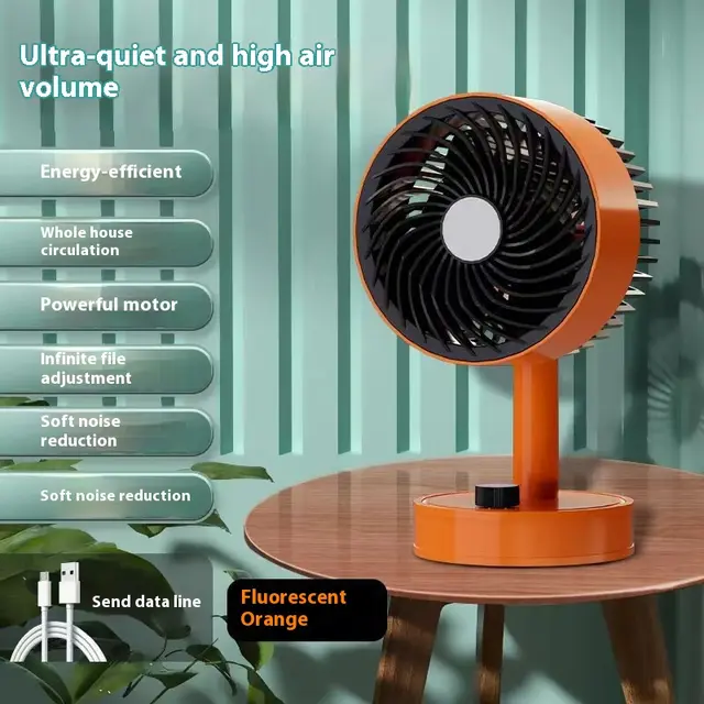 Small Fan Office Desktop Creative Usb Charging Fan - Orange - View 1