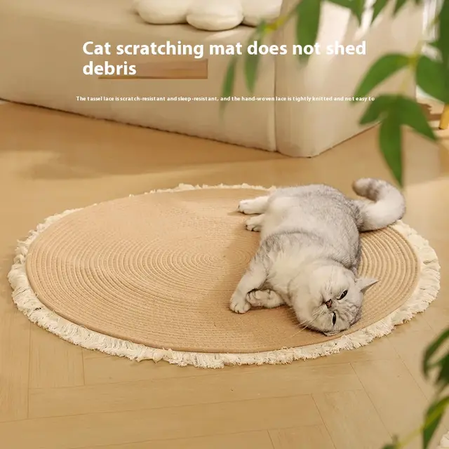 Wear resistant Scratch resistant Pad Integrated Cat Nest Cat Cotton String Mattress Tassel Light Brown - Shop at LoveMi