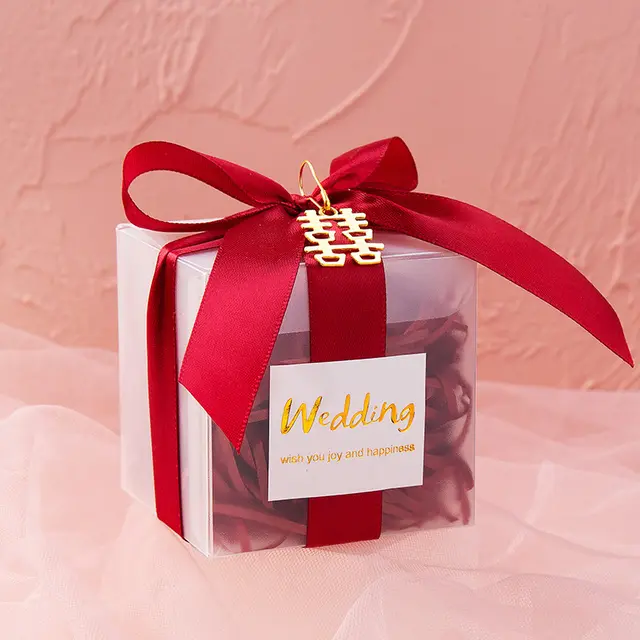 European Style Wedding Candies Box Ins Style Gift Box Candy Packaging Creative Frosted Wine Red Xi Character - Shop at LoveMi