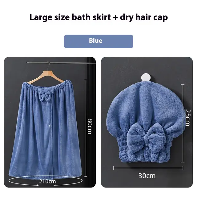Super Plus Size Wearable Cotton Absorbent Bathrobe Blue - Shop at LoveMi