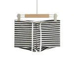 Women's Striped Sheath Slim-fit Hot Pants Shorts - Black