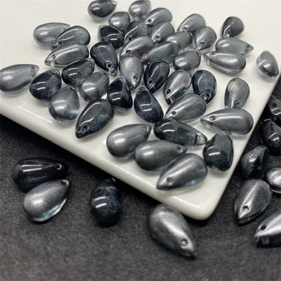 Fashion Personality Diy Ornament Accessories Water Drop Beads Black Silver - Shop at LoveMi