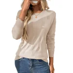 Solid Color Round Neck Pullover Knitting Bottoming Shirt - Apricot