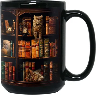 Bookshelf Library Book Fan Large Capacity Ceramic Coffee Mug D8 - Shop at LoveMi